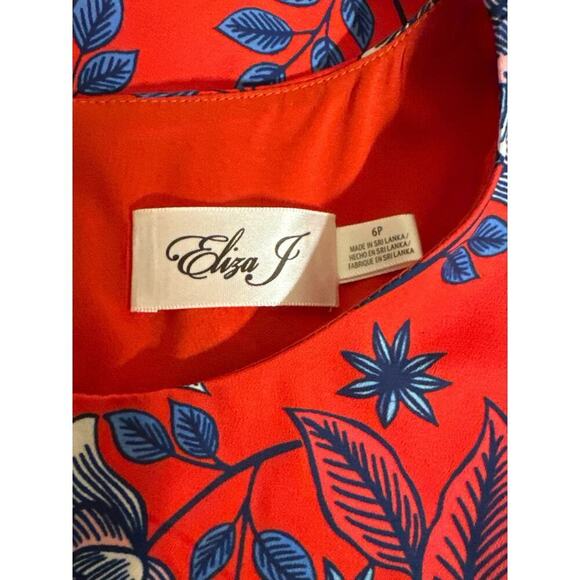 Eliza J Women Flora Boho Floral Fit and Flare Mini Dress Size 6 Petite Red Multi - Picture 10 of 11